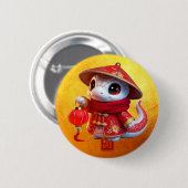 Badge Rond 5 Cm Cute Baby Snake chinois Nouvel An 2025 RB (Devant & derrière)