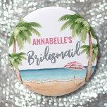 Badge Rond 5 Cm Cute Beach Bachelorette Party Bridesmaid<br><div class="desc">Bachelorette de fin de semaine de la fête de la plage mignonne bouton de la servante. Un thème de plage cool aquarelle aux tons rose et turquoise, qui donne l'ambiance d'une escapade sur la plage avec la mariée et ses seins. Des voyages en Floride, en Californie, ou même quelque chose...</div>