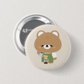 Badge Rond 5 Cm Cute Bear Barista (Devant & derrière)