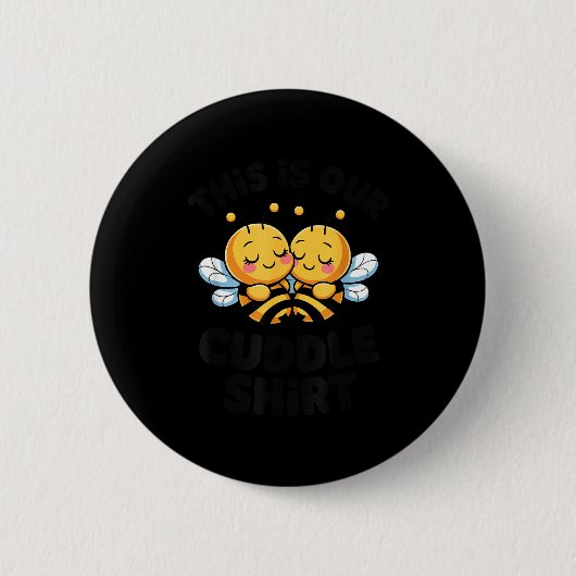 Badge Rond 5 Cm Cute Bee Couple Cuddle Funny Romantic  (Devant)