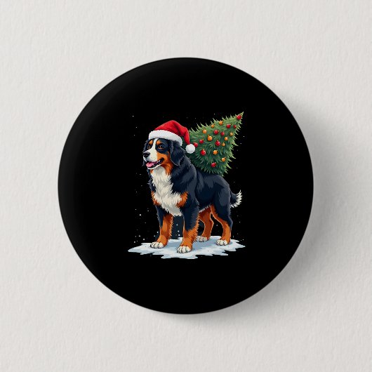 Badge Rond 5 Cm Cute Bernese Mountain Dog in a Christmas Tree for (Devant)