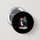 Badge Rond 5 Cm Cute Bernese Mountain Dog in a Christmas Tree for (Devant & derrière)