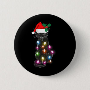 Badge Rond 5 Cm Cute Black Cat Noël Light Amusant Amoureux des cha