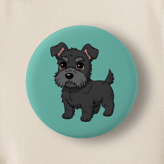 Badge Rond 5 Cm Cute Black Scottish Terrier Dog Green