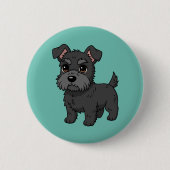 Badge Rond 5 Cm Cute Black Scottish Terrier Dog Green (Devant)