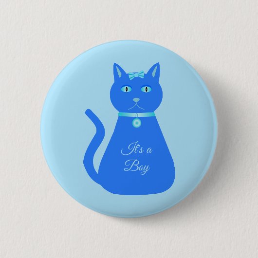 Badge Rond 5 Cm Cute Blue Baby Boy Chat Personnalisé Genre Reveill (Devant)