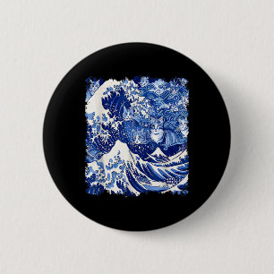 Badge Rond 5 Cm Cute Blue Chats Vague Pour Kamala Funny Blue Vague