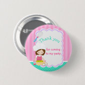 Badge Rond 5 Cm Cute Brunette Fille Baking Anniversaire (Devant & derrière)