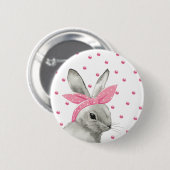 Badge Rond 5 Cm Cute Bunny Pink Bow design (Devant & derrière)