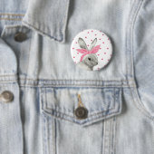 Badge Rond 5 Cm Cute Bunny Pink Bow design (En situation)