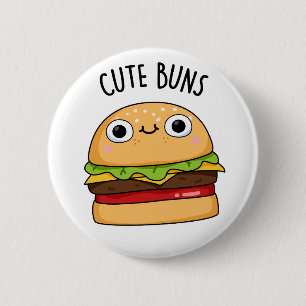 Badge Rond 5 Cm Cute Buns Funny Burger Bun Pun