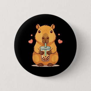 Badge Rond 5 Cm Cute Capybara Boba Tea Bubble Rodent Femmes Ado Gi