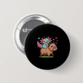 Badge Rond 5 Cm Cute Capybara Et Axolotl Amour Pour Les Enfants (Devant & derrière)