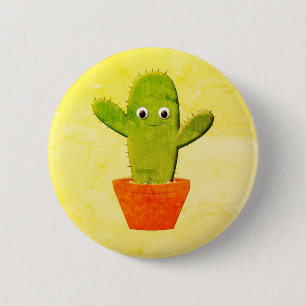Badge Rond 5 Cm Cute Cartoon Cactus Painting
