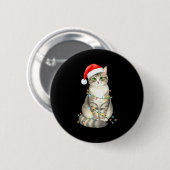 Badge Rond 5 Cm Cute Cat Christmas Lights Santa Hat Snow Holiday A (Devant & derrière)