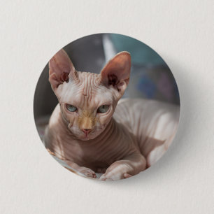 Badge Rond 5 Cm Cute Cat Lounge sans fourrure