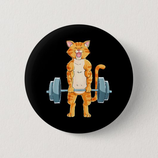 Badge Rond 5 Cm Cute Cat Powerliflifting Poids DeadLevant (Devant)