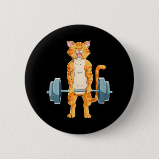 Badge Rond 5 Cm Cute Cat Powerliflifting Poids DeadLevant