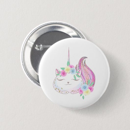 Badge Rond 5 Cm Cute Caticorn (Devant & derrière)