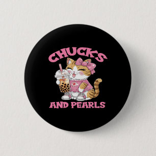 Badge Rond 5 Cm Cute Chat Boire Bubble Thé Kitten Lover