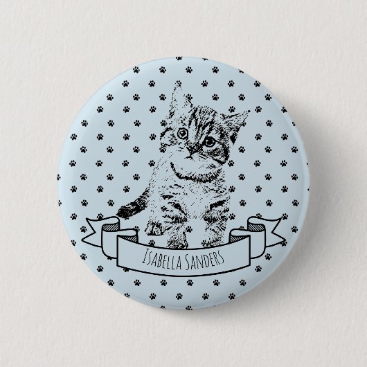 Badge Rond 5 Cm Cute chat chaton | empreinte de patte tout-en-un s (Devant)