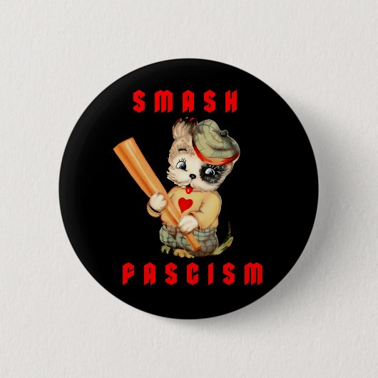 Badge Rond 5 Cm Cute Chiot Rétro - Fascisme Smash (Devant)