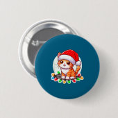 Badge Rond 5 Cm Cute Christmas Cat In Santa Hat  (Devant & derrière)