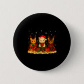Badge Rond 5 Cm Cute Christmas Cat Xmas Lights Santa Reindeer Cat (Devant)
