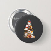 Badge Rond 5 Cm Cute Christmas Cats Tree Lights Holiday Kittens Il (Devant & derrière)