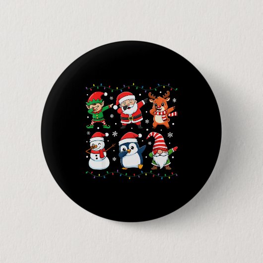 Badge Rond 5 Cm Cute Christmas Dabbing Santa Elf Reindeer Boys Gir (Devant)