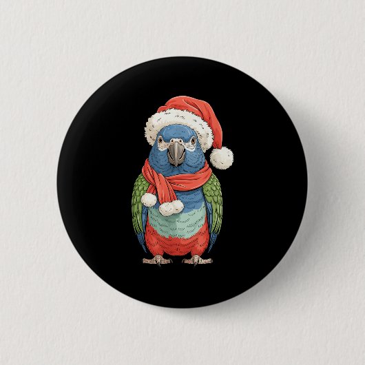 Badge Rond 5 Cm Cute Christmas Onus Parrot Santa Bird Lovers (Devant)