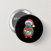 Badge Rond 5 Cm Cute Christmas Onus Parrot Santa Bird Lovers (Devant & derrière)