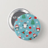 Badge Rond 5 Cm Cute Christmas Penguins Pattern (Devant & derrière)