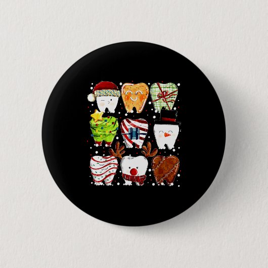 Badge Rond 5 Cm Cute Christmas Teeth Funny Christmas Dentist Denta (Devant)