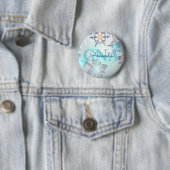 Badge Rond 5 Cm Cute CNA Ice Blue Snowflake Nom personnalisé (En situation)