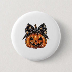 Badge Rond 5 Cm Cute Coquette Bow Citrouille Halloween Femmes Éffr
