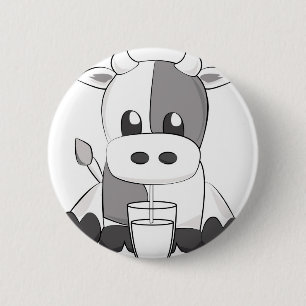 Badge Rond 5 Cm Cute cow - Vaquinha caressant