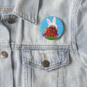 Badge Rond 5 Cm Cute crabe de lapin de Pâques (En situation)