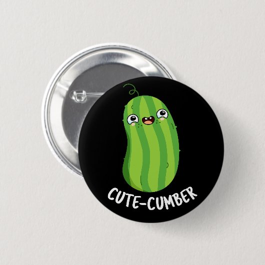 Badge Rond 5 Cm Cute-cumber Funny Concombre Veggie Pun Dark BG (Devant & derrière)
