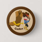 Badge Rond 5 Cm Cute Custom Cowboy Anniversaire Boy Party (Devant)