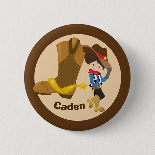 Badge Rond 5 Cm Cute Custom Cowboy Anniversaire Boy Party (Devant)