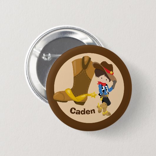 Badge Rond 5 Cm Cute Custom Cowboy Anniversaire Boy Party (Devant & derrière)