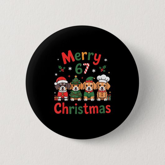 Badge Rond 5 Cm Cute Dachshund Christmas Design Funny Holiday Dog (Devant)