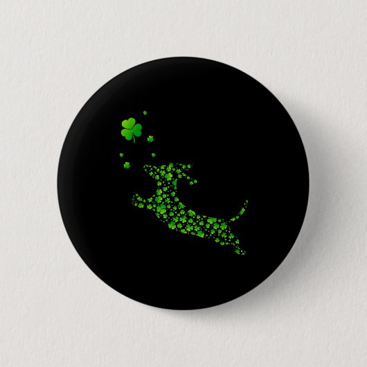 Badge Rond 5 Cm Cute Dachshund Dog With Irish Shamrock St Patricks (Devant)