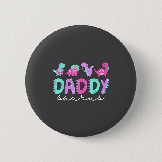 Badge Rond 5 Cm Cute Daddy Saurus Dad Dinosaur Birthday Boy Girl F (Devant)