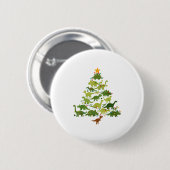 Badge Rond 5 Cm Cute Dino Christmas Tree Merry Dinomas Xmas Lights (Devant & derrière)