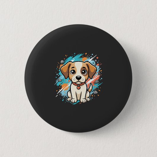Badge Rond 5 Cm Cute Dog Paint Splash Vector Art_1 (Devant)