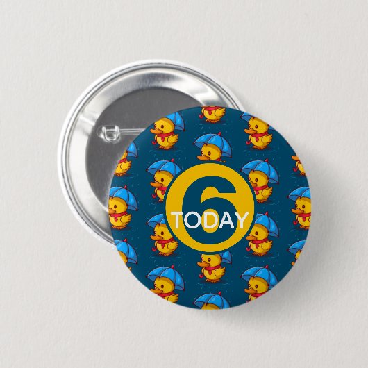 Badge Rond 5 Cm Cute Ducks Under Umbrellas Kids Birthday Age (Devant & derrière)