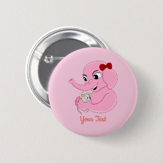 Badge Rond 5 Cm Cute elephant girl cartoon button (Devant & derrière)