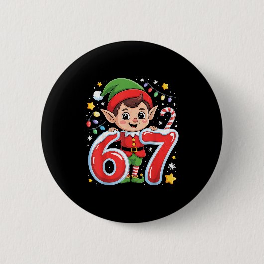 Badge Rond 5 Cm Cute Elf Six Seven 6 7 Meme Funny Christmas Costum (Devant)